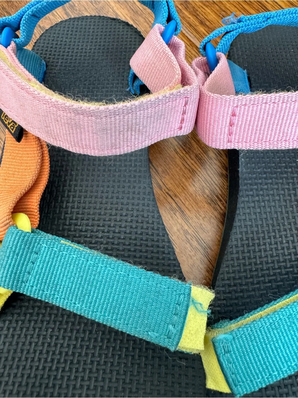 Teva Kids Multicolor Strap Sandals — Pink, Blue & Yellow